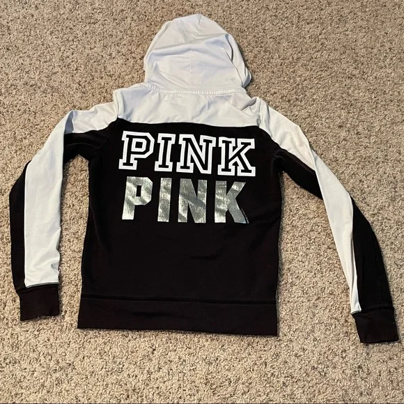 WOMEN’S BLACK AND WHITE PINK ZIP UP - Picture 5 of 5